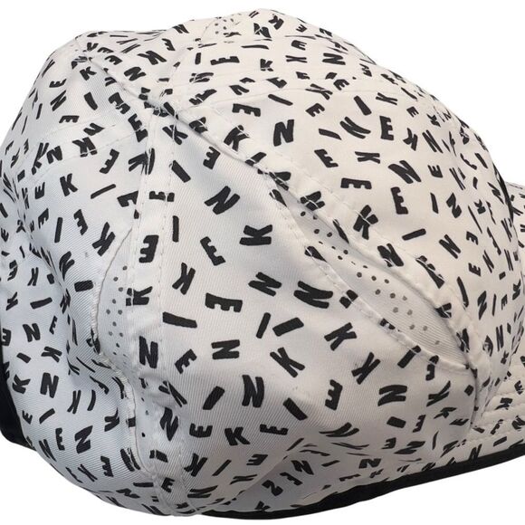 RARE Nike FeatherLight All Over Spellout Letters Black White Hat Cap - Picture 6 of 9